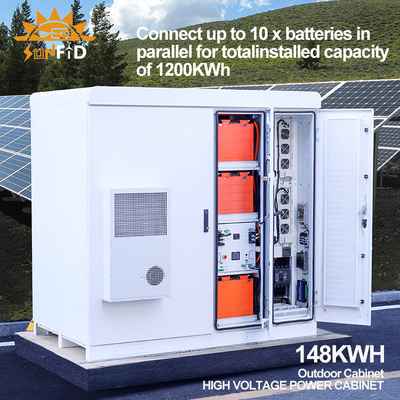sistemas comerciais 96V 148KWH do armazenamento da bateria solar de 384V 192V