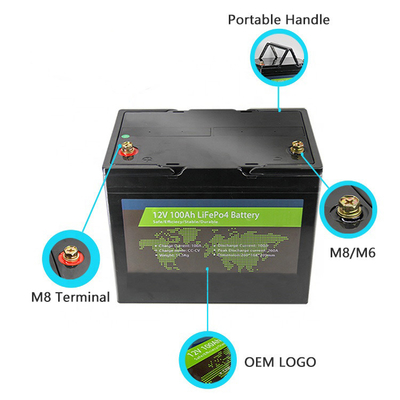 bateria de lítio 100Ah de 12.8V Campervan Lifepo4 Bluetooth opcional